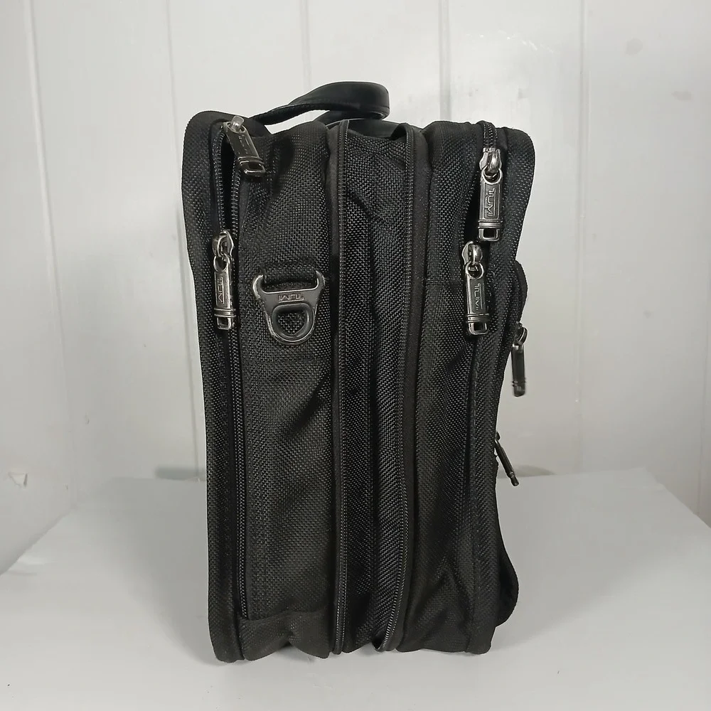 Tumi Alpha Expandable Briefcase Laptop Bag 2614D4 Mens L Black Ballistic Nylon